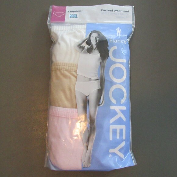 Jockey Women's 3-Pack Elance Hipster Panty Underwear, Ivory Sand Pink, 9 / XXL - Picture 1 of 8